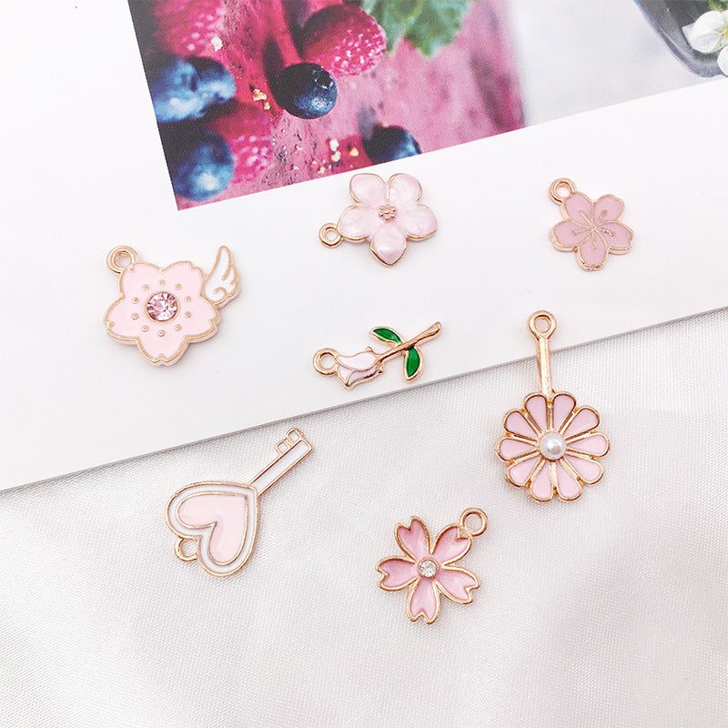 Wholesale Pink Shell Mermaid Flower Rabbit Alloy Drip Oil Pendant Simple Necklace Pendant Accessories